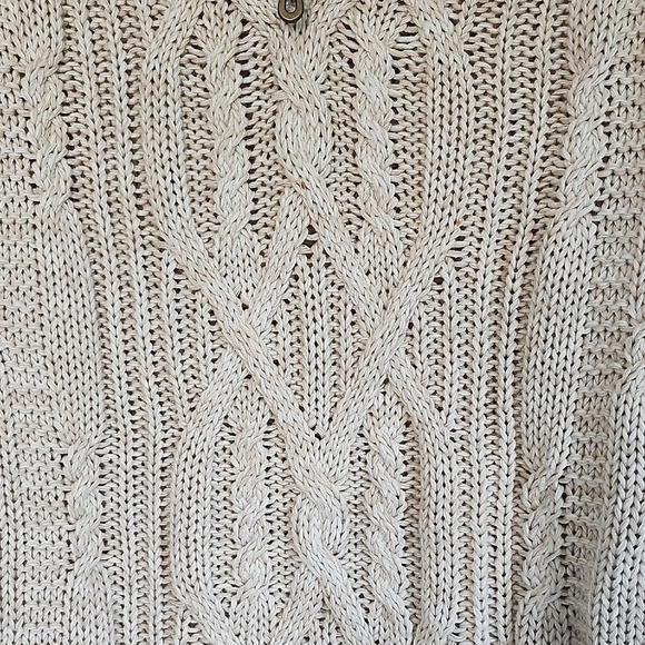 Leo and Nicole Women's 100% Cotton Knit 1/4 Zip Beige Sweater Size XL - Picture 4 of 7